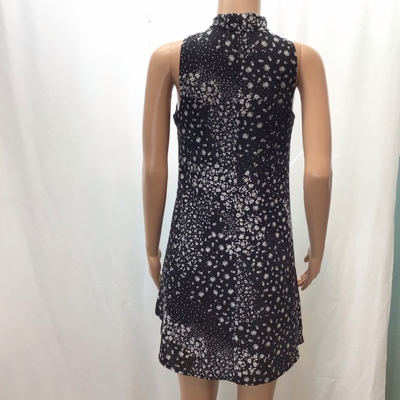 EUC Decree Black Floral Tie Neck Sleeveless Mini Dress Size Small - Picture 5 of 8